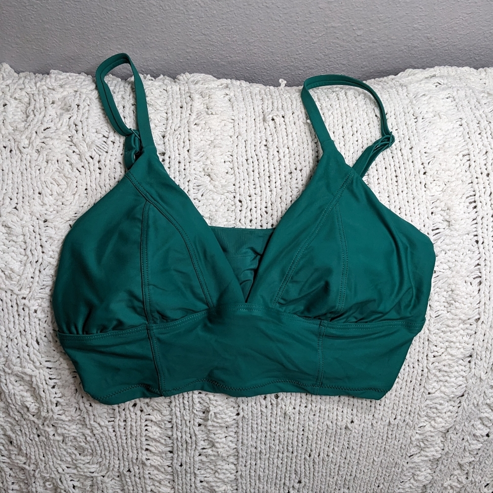 Aerie Large Triangle Longline Bikini Top, Green
